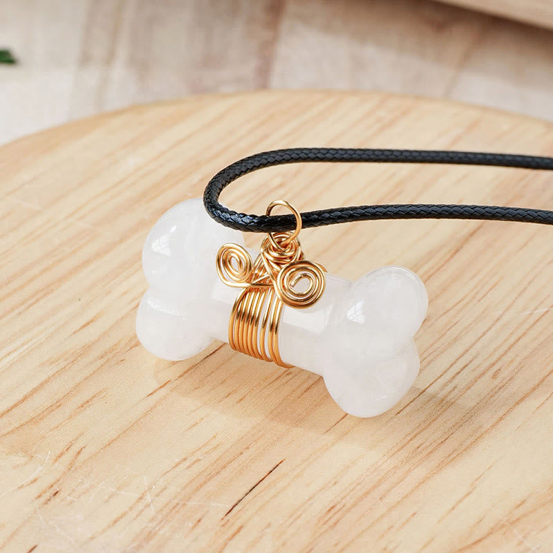 Olivenorma Natural Stone Crystal Bone Pendant Necklace - Clear Quartz - image 3