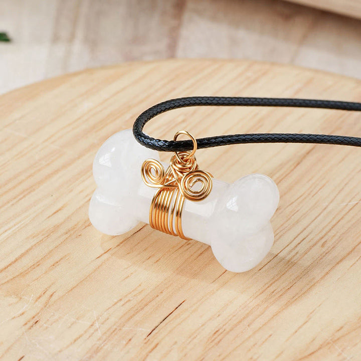 Olivenorma Natural Stone Crystal Bone Pendant Necklace - Clear Quartz - image 3