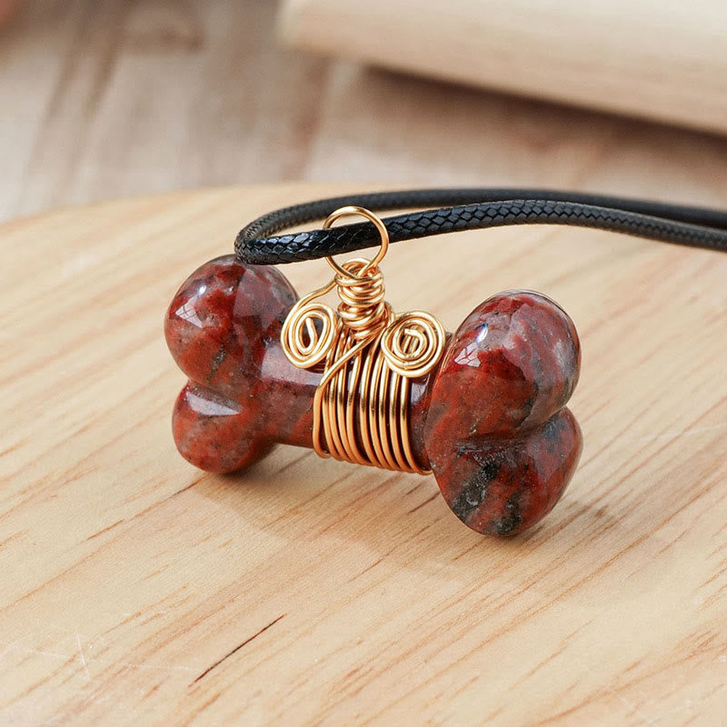 Olivenorma Natural Stone Crystal Bone Pendant Necklace - Red Jasper - image 11