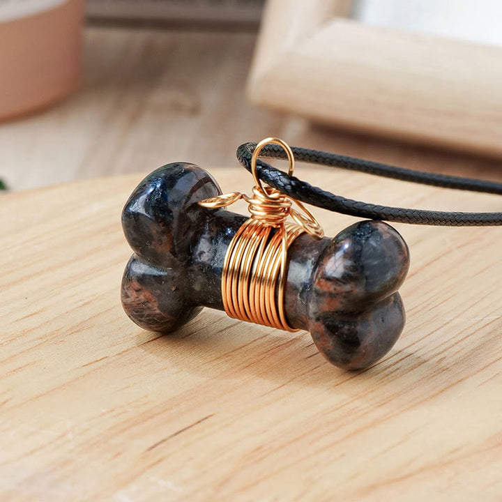 Olivenorma Natural Stone Crystal Bone Pendant Necklace - Labradorite - image 9