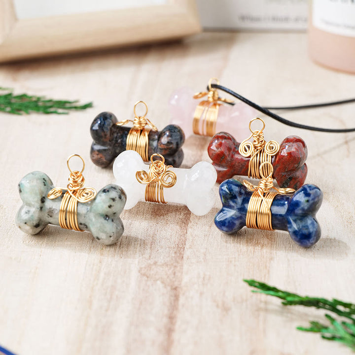 Olivenorma Natural Stone Crystal Bone Pendant Necklace - image 13