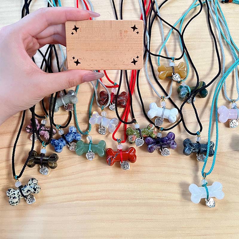 Olivenorma Natural Gemstone Bone Pet Necklace - image 25