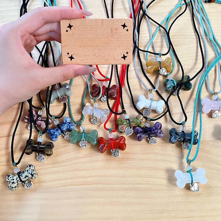 Olivenorma Natural Gemstone Bone Pet Necklace - image 25