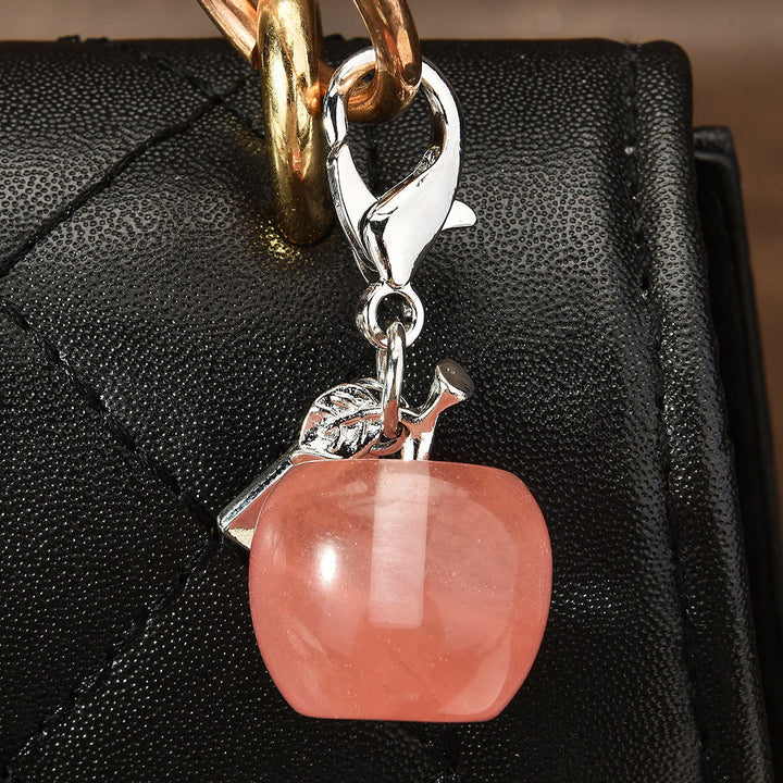 Olivenorma Colorful Crystal Apple Natural Gemstone Keychain - Red Smelting Quartz - image 6