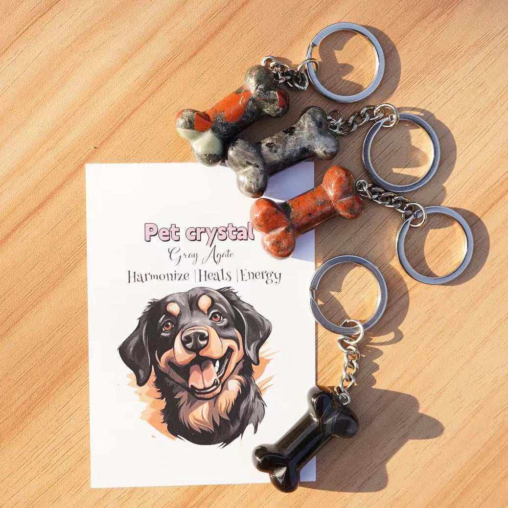 Olivenorma Natural Stone Dog Bone Shaped Keychain - image 0