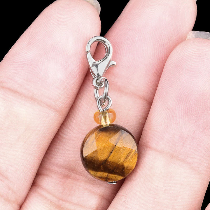 Olivenorma Natural Stone Crystal Hexagram Keychain - Tiger Eye - image 1