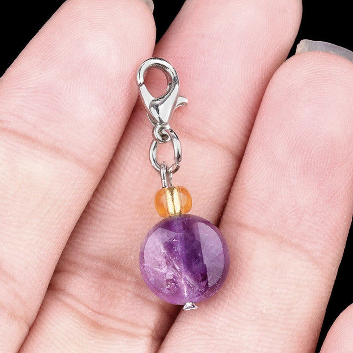 Olivenorma Natural Stone Crystal Hexagram Keychain - Amethyst - image 5