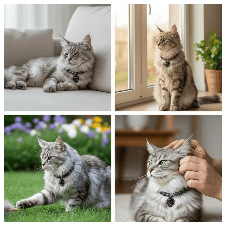 Olivenorma Amethyst&Obsidian Calming Meditation Crystal Pet Collar - image 3