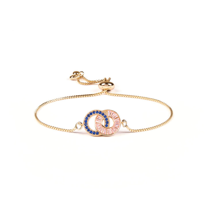 Olivenorma Custom Birthstone Gifts for Mother & Daughter Linking Circles Bracelet & Necklace - Bracelet - Rose Gold - 2 Birthstones - image 11