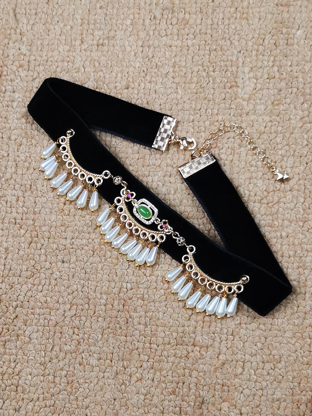 Olivenorma Cute Kitten Healing Crystal Green Aventurine Pet Collar - Black - XL(32cm) - image 1