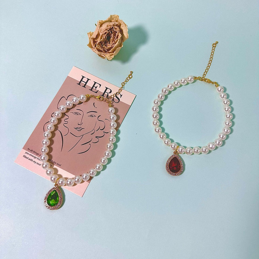 Olivenorma Natural Crystal Cute Kitten Elegant Pearl Pet Collar - image 5