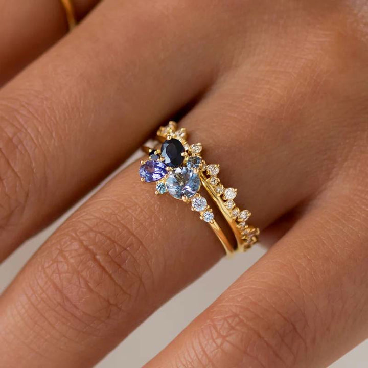 FREE Today: Luxury Aquamarine Zircon Blue Topaz 2Pcs Ring Set - US 10 - image 1