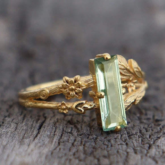 FREE Today: Baguette Cut Green Emerald Zircon Engagement Ring - image 3