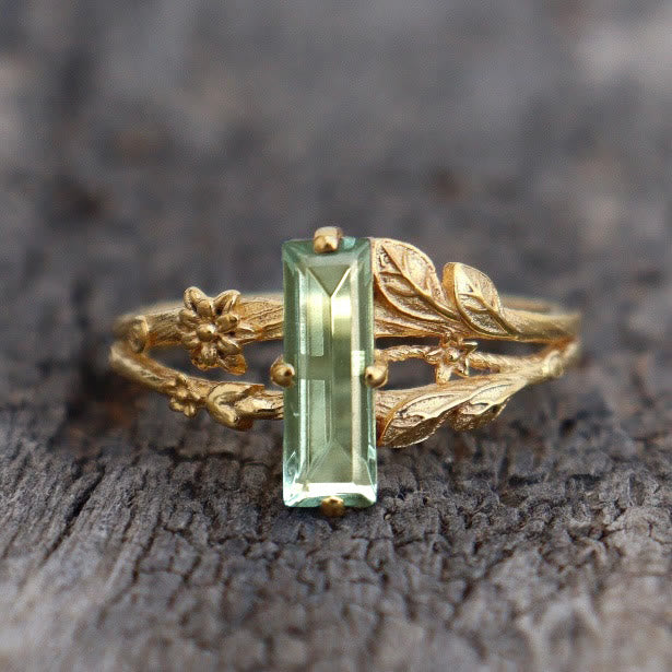 FREE Today: Baguette Cut Green Emerald Zircon Engagement Ring - image 2