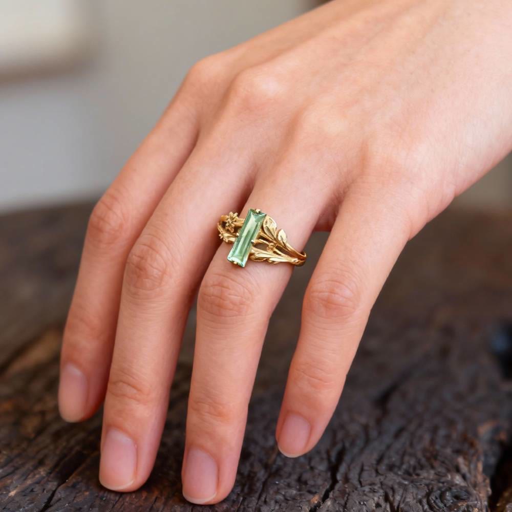 FREE Today: Baguette Cut Green Emerald Zircon Engagement Ring - image 1