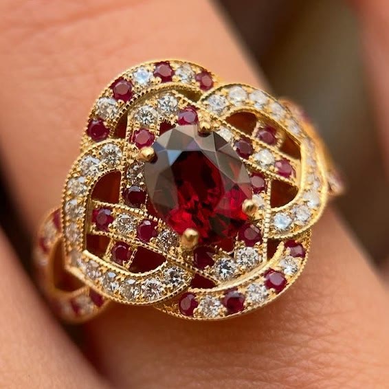 FREE Today: Gold Plated Ruby Zircon Floral Design Engagement Ring - US 10 - image 0