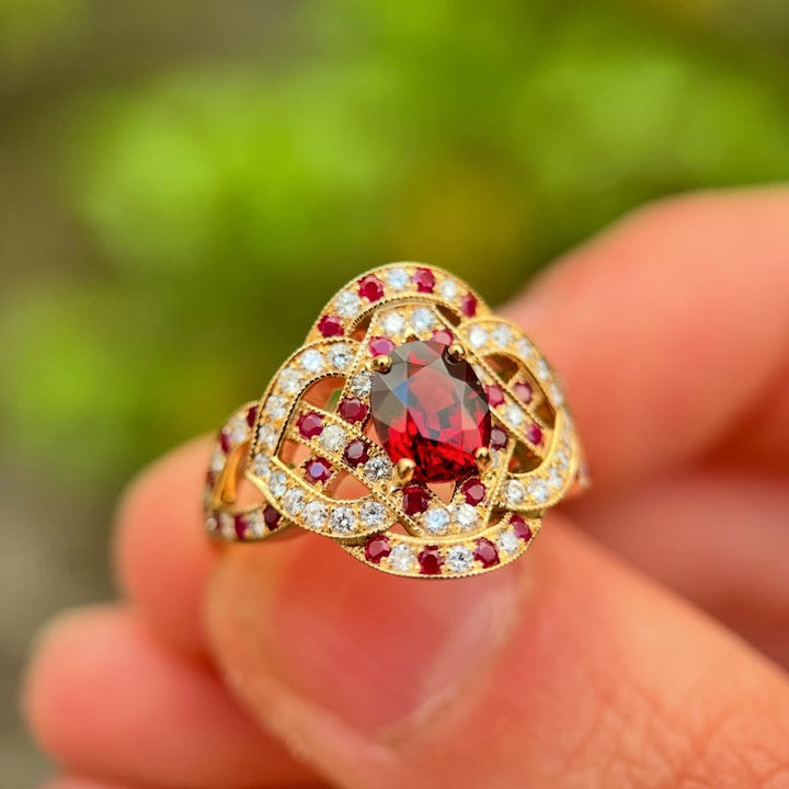 FREE Today: Gold Plated Ruby Zircon Floral Design Engagement Ring - image 1