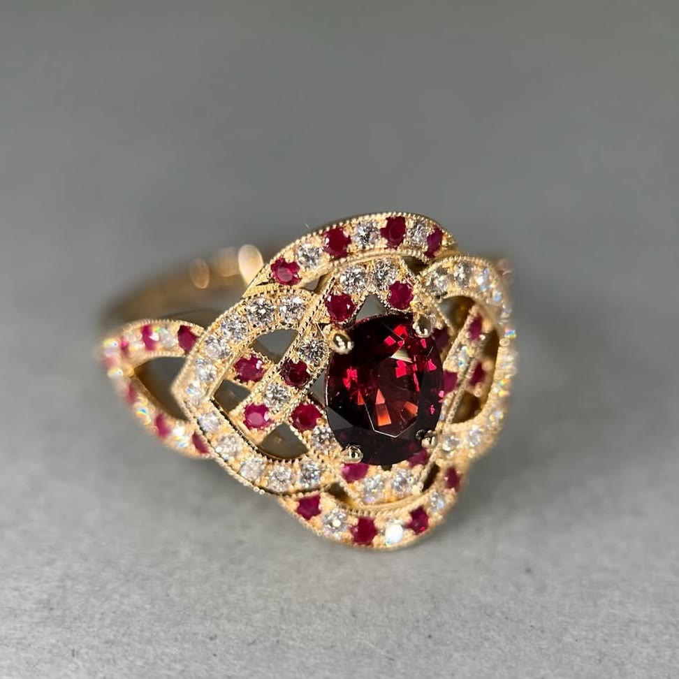 FREE Today: Gold Plated Ruby Zircon Floral Design Engagement Ring - image 4