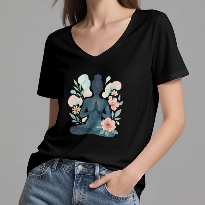 Olivenorma Inner Strength V-Neck Yoga Meditation T-Shirt - image 4