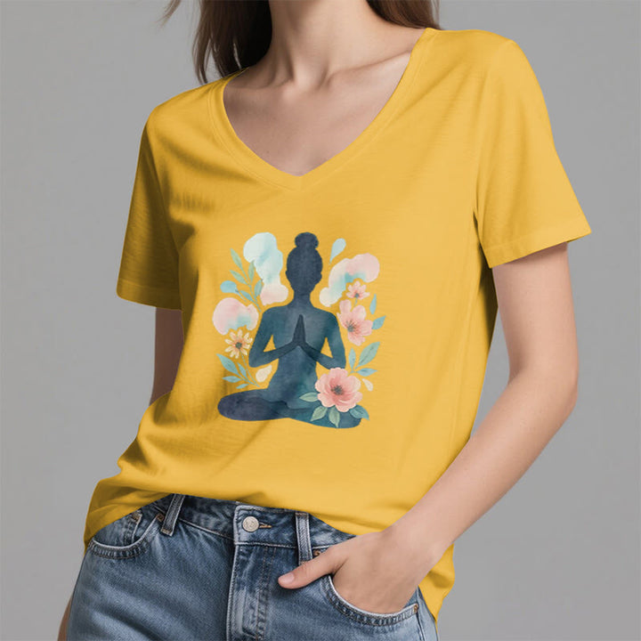 Olivenorma Inner Strength V-Neck Yoga Meditation T-Shirt - image 24