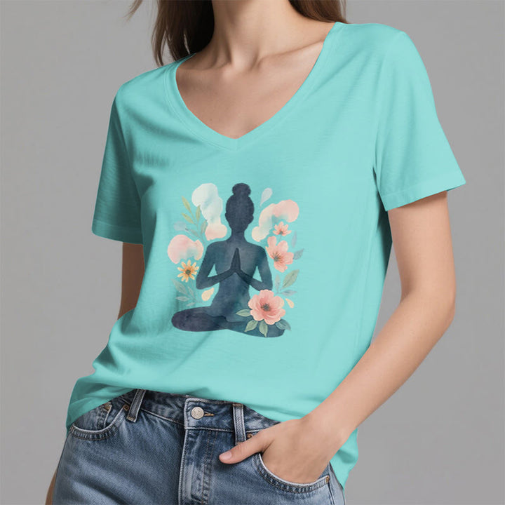 Olivenorma Inner Strength V-Neck Yoga Meditation T-Shirt - image 14