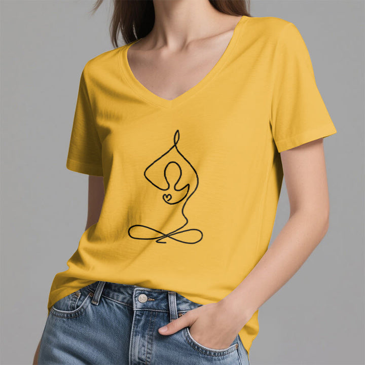 Olivenorma Focus Balance V-Neck Yoga Meditation T-Shirt - image 24