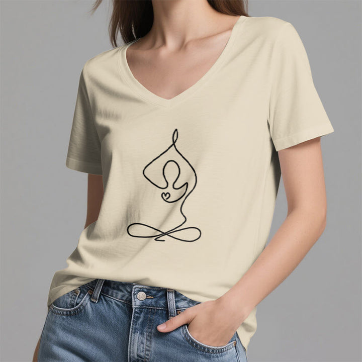 Olivenorma Focus Balance V-Neck Yoga Meditation T-Shirt - image 16