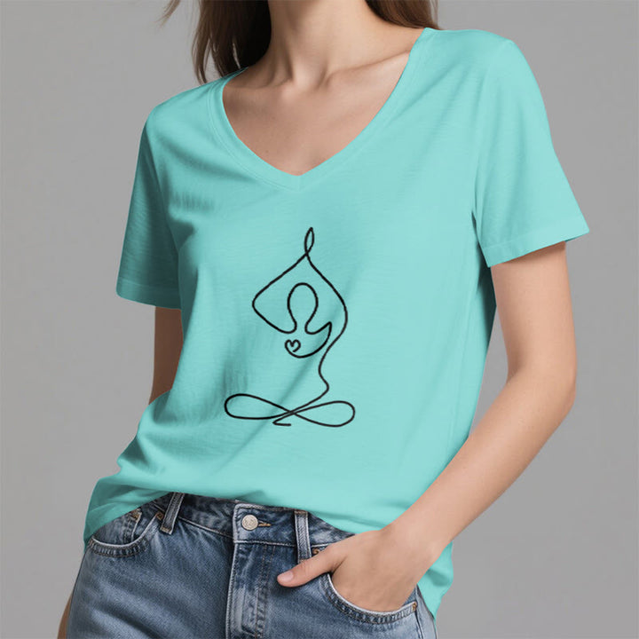 Olivenorma Focus Balance V-Neck Yoga Meditation T-Shirt - image 14