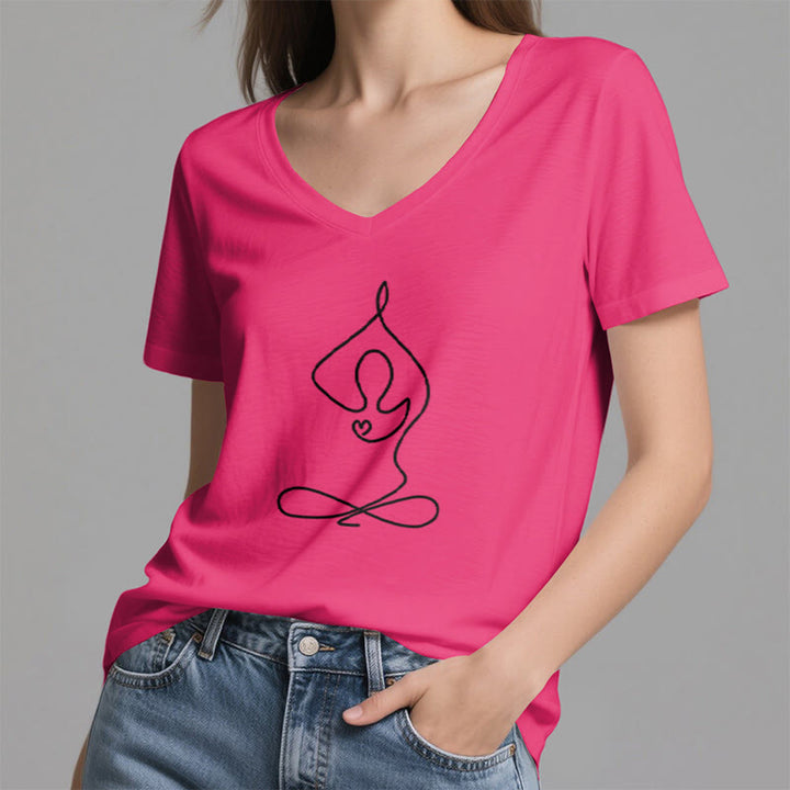Olivenorma Focus Balance V-Neck Cotton Yoga Meditation T-Shirt - image 26