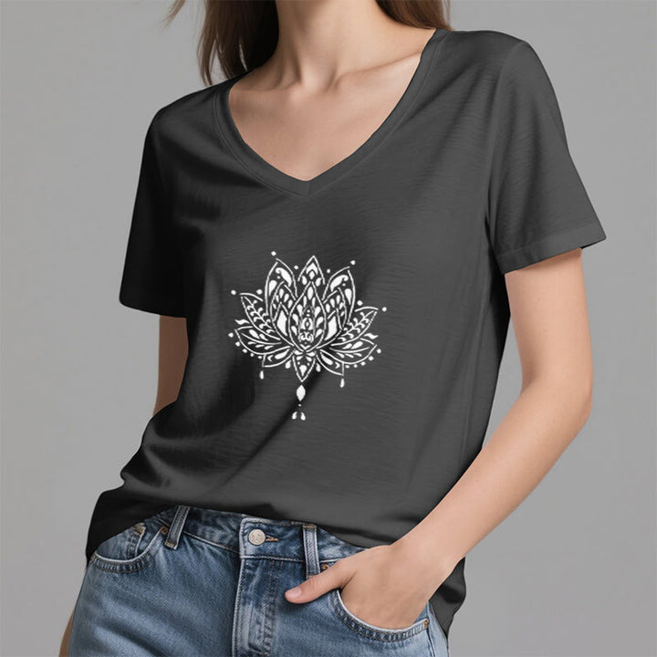 Olivenorma Mandala Energy Harmony V-Neck Yoga Meditation T-Shirt - image 8