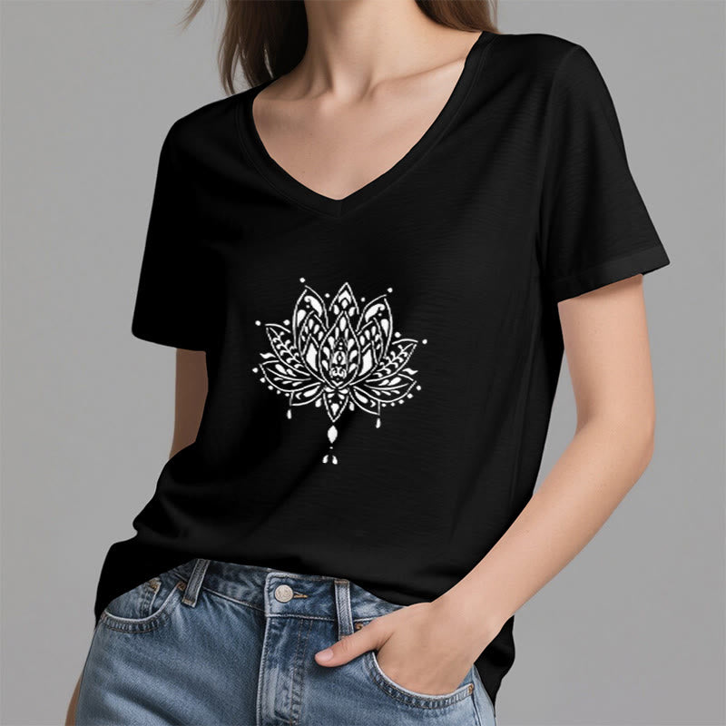 Olivenorma Mandala Energy Harmony V-Neck Yoga Meditation T-Shirt - image 6