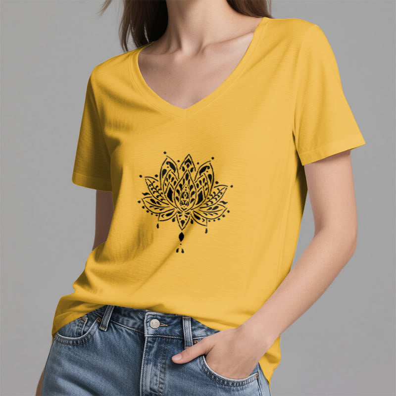 Olivenorma Mandala Energy Harmony V-Neck Cotton Yoga Meditation T-Shirt - image 24