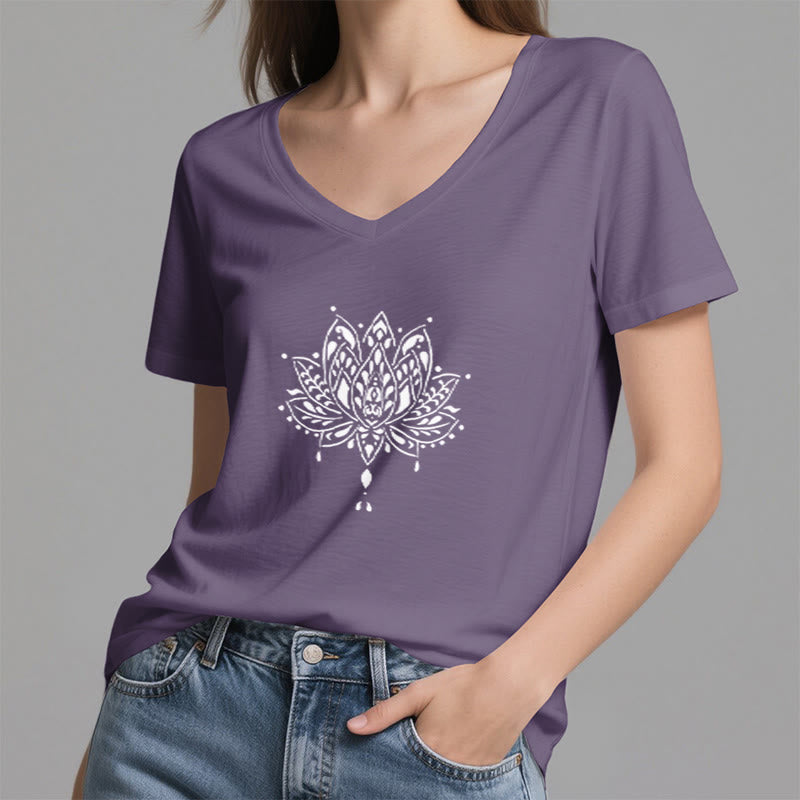 Olivenorma Mandala Energy Harmony V-Neck Cotton Yoga Meditation T-Shirt - image 10