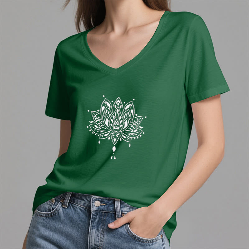 Olivenorma Mandala Energy Harmony V-Neck Yoga Meditation T-Shirt - image 1