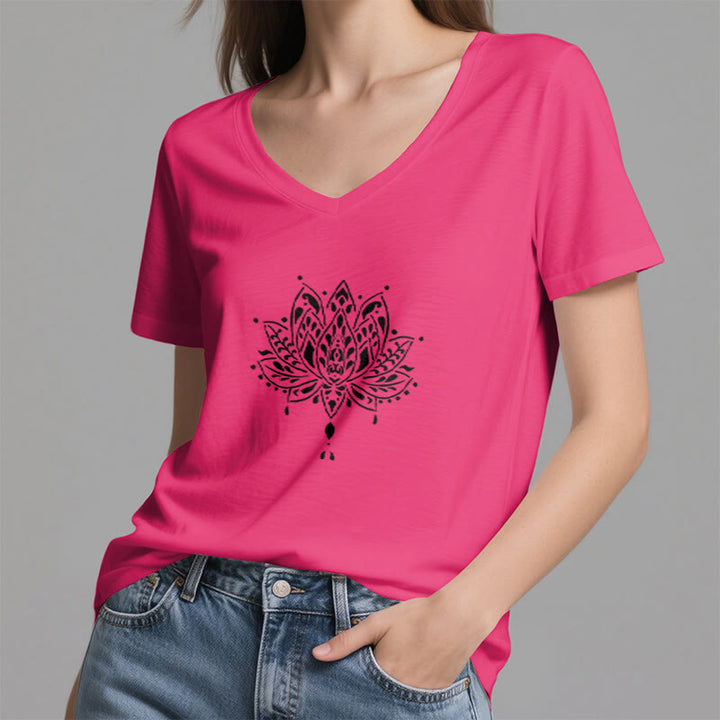 Olivenorma Mandala Energy Harmony V-Neck Yoga Meditation T-Shirt - image 26