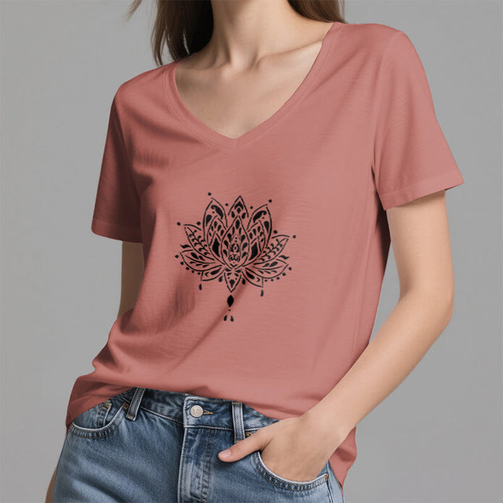 Olivenorma Mandala Energy Harmony V-Neck Cotton Yoga Meditation T-Shirt - image 12