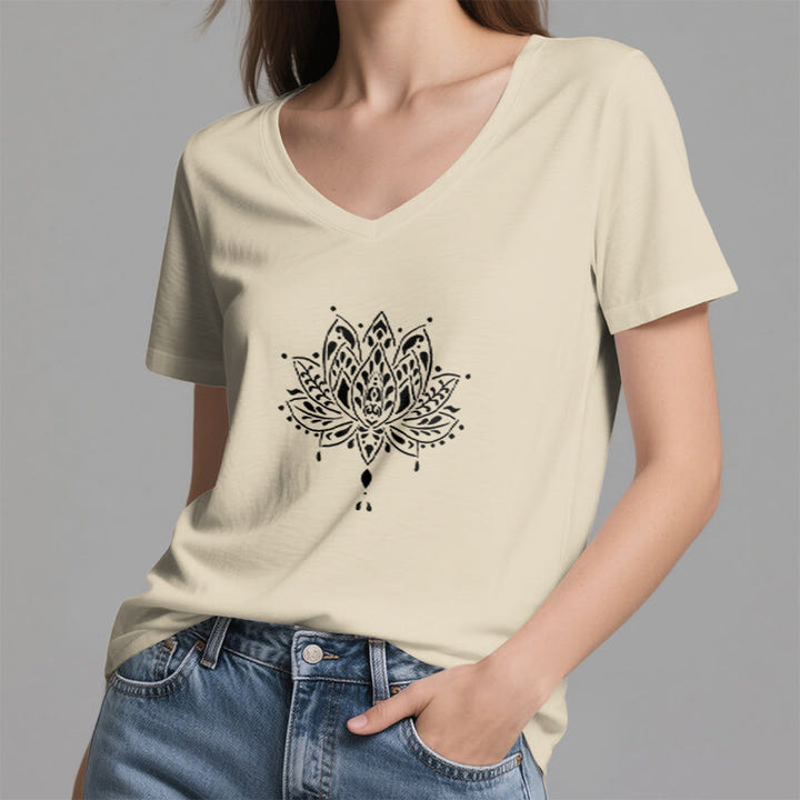 Olivenorma Mandala Energy Harmony V-Neck Yoga Meditation T-Shirt - image 18