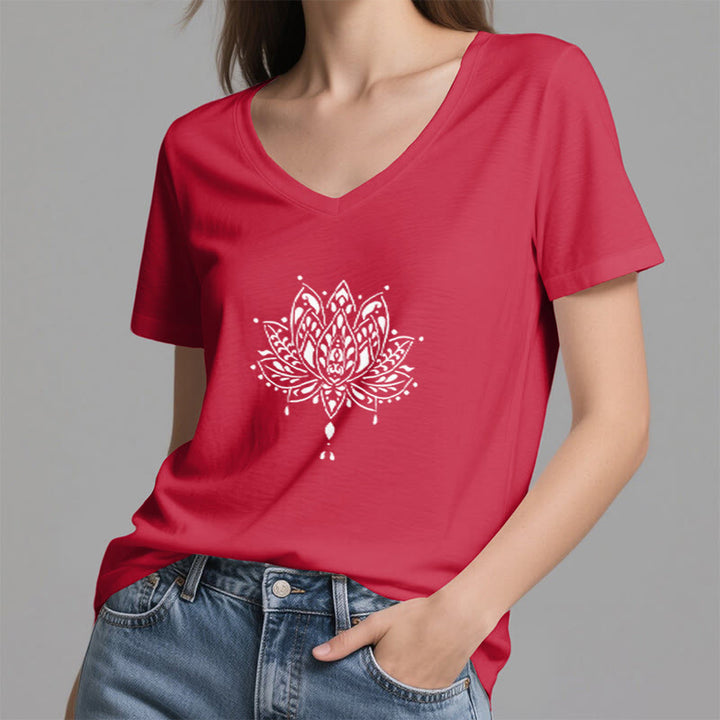 Olivenorma Mandala Energy Harmony V-Neck Yoga Meditation T-Shirt - image 22