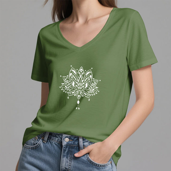 Olivenorma Mandala Energy Harmony V-Neck Yoga Meditation T-Shirt - image 20