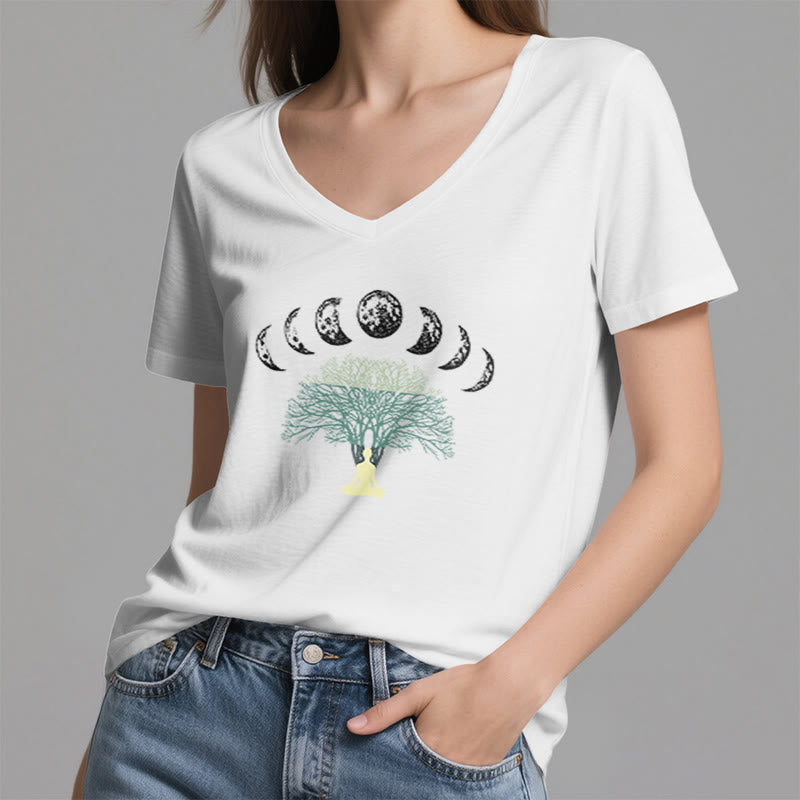 Olivenorma Tree Of Life V-Neck Cotton Yoga Meditation T-Shirt - image 4