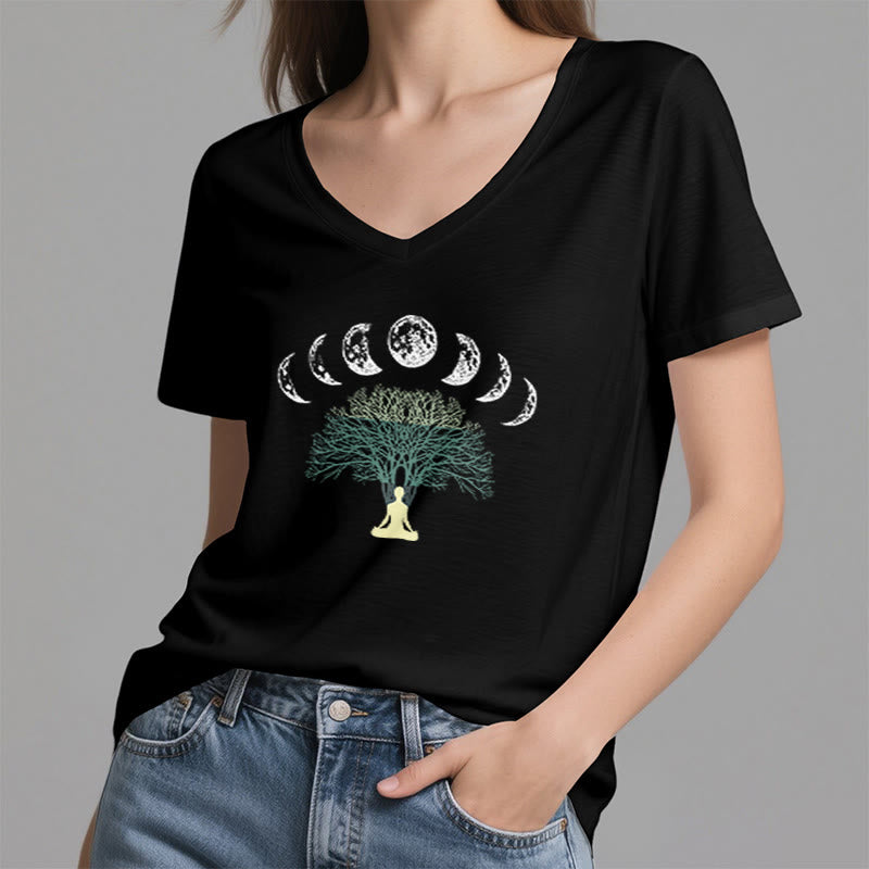Olivenorma Tree Of Life V-Neck Yoga Meditation T-Shirt - image 6