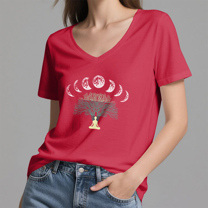 Olivenorma Tree Of Life V-Neck Cotton Yoga Meditation T-Shirt - image 22