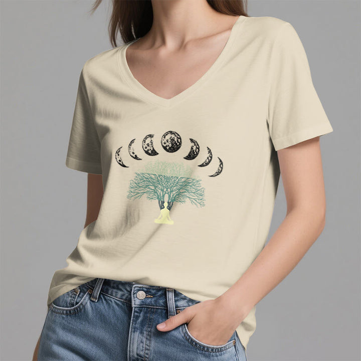 Olivenorma Tree Of Life V-Neck Cotton Yoga Meditation T-Shirt - image 16