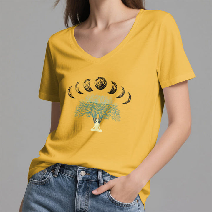 Olivenorma Tree Of Life V-Neck Cotton Yoga Meditation T-Shirt - image 24