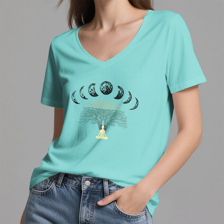 Olivenorma Tree Of Life V-Neck Cotton Yoga Meditation T-Shirt - image 14