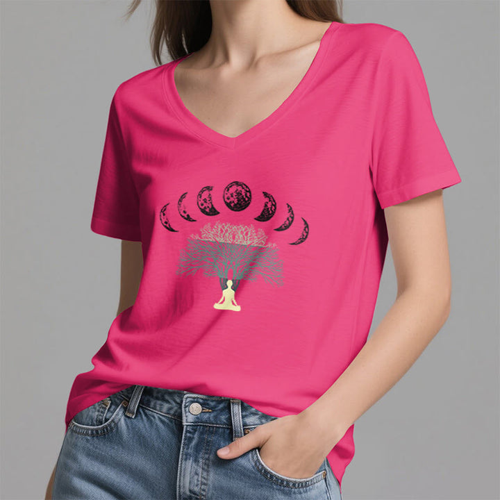 Olivenorma Tree Of Life V-Neck Cotton Yoga Meditation T-Shirt - image 26