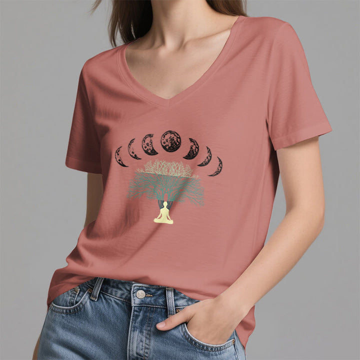 Olivenorma Tree Of Life V-Neck Yoga Meditation T-Shirt - image 12