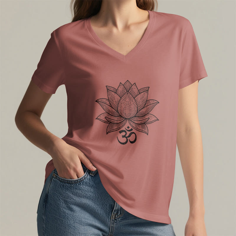 Olivenorma Lotus Mindful Power V-Neck Yoga Meditation T-Shirt - image 10