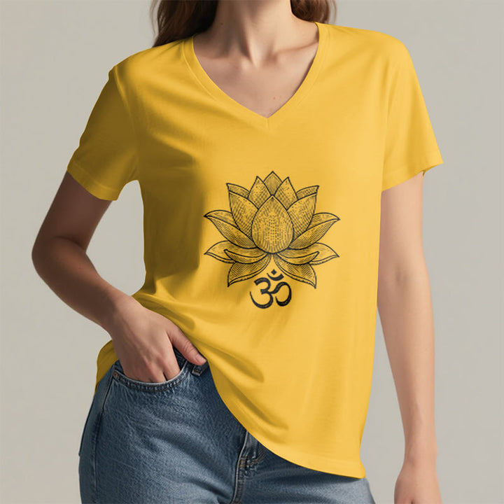Olivenorma Lotus Mindful Power V-Neck Yoga Meditation T-Shirt - image 24