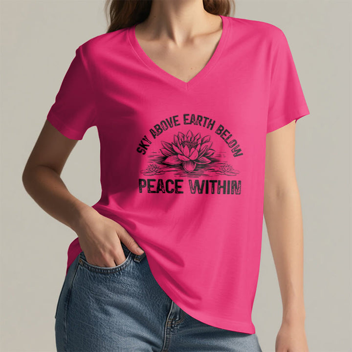 Olivenorma Peace Within Symbol V-Neck Yoga Meditation T-Shirt - image 26